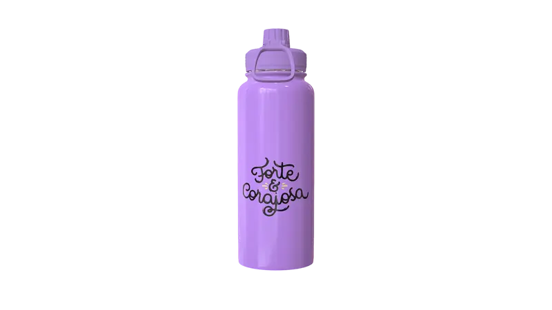 Garrafa de Inox - 900ml - FOX - Lilás- Térmica - Parede Dupla - Tampa Emborrachada