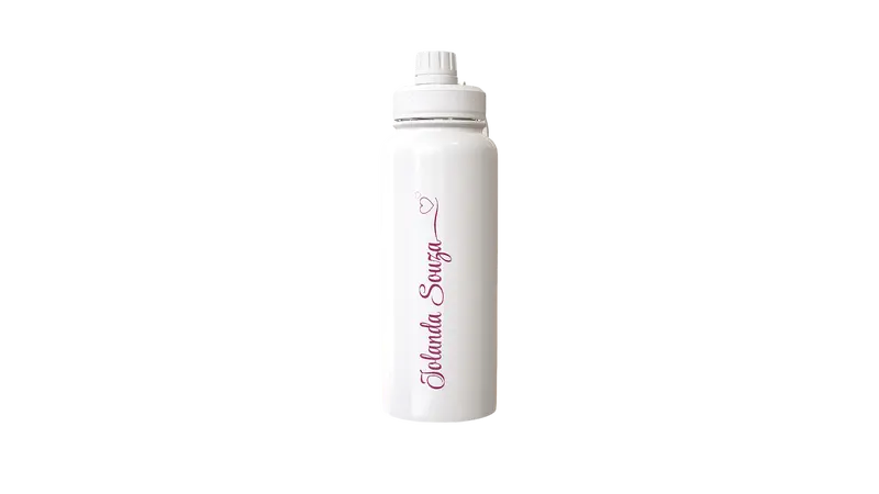 Garrafa de Inox - 900ml - FOX - Branca- Térmica - Parede Dupla - Tampa Emborrachada