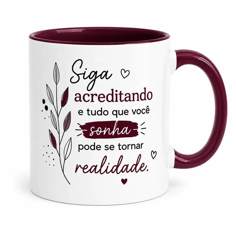 Caneca Interior e Alça Vinho - 325ml
