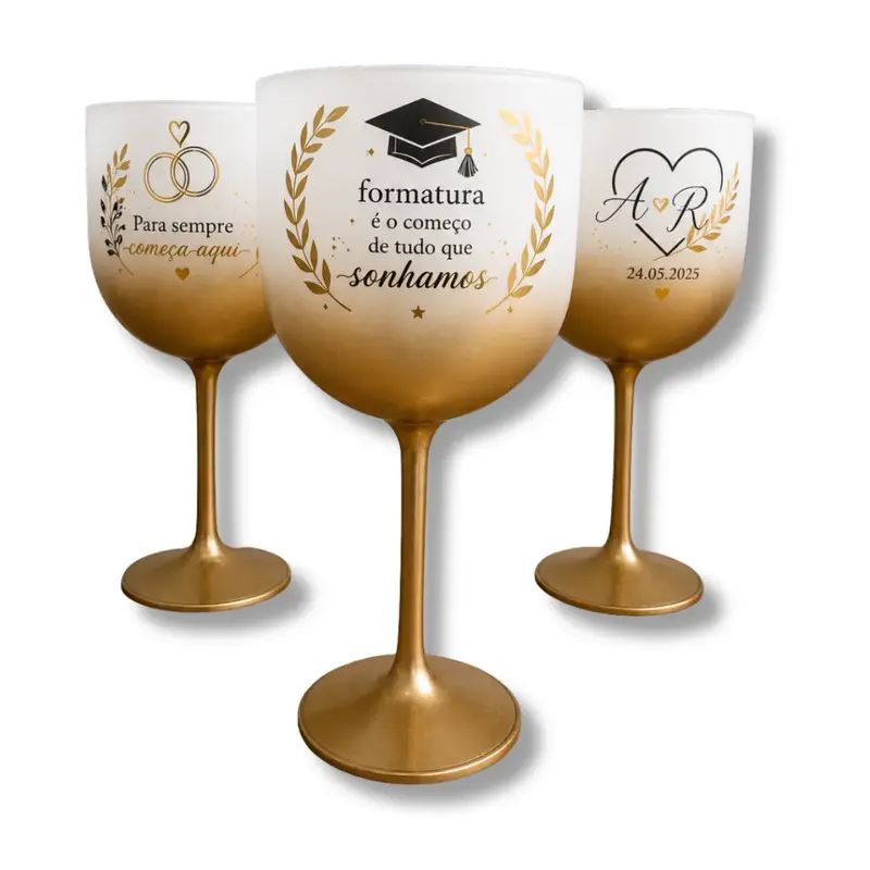 Taça Gin Degradê 580ml Personalizada - Dourada